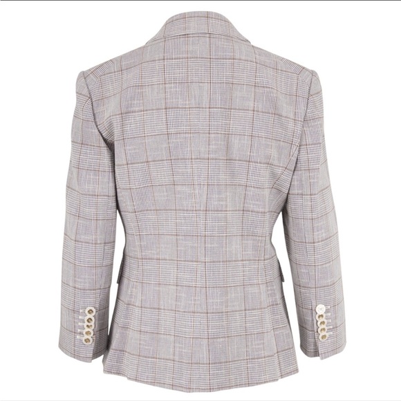 $698 Veronica Beard Schoolboy Dickey Jacket Blazer Plaid pearlized buttons sz 8 - Picture 2 of 15